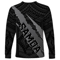Polynesian Samoa Long Sleeve Shirt with Coat Of Arms Claws Style - Black LT6 - Wonder Print Shop