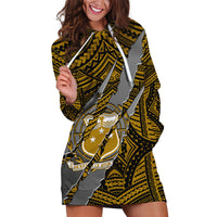 Polynesian Samoa Hoodie Dress with Coat Of Arms Claws Style - Gold LT6 - Wonder Print Shop