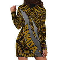 Polynesian Samoa Hoodie Dress with Coat Of Arms Claws Style - Gold LT6 - Wonder Print Shop
