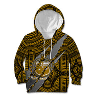 Polynesian Samoa Kid Hoodie with Coat Of Arms Claws Style - Gold LT6 - Wonder Print Shop