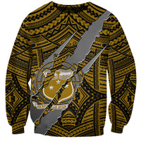 Polynesian Samoa Sweatshirt with Coat Of Arms Claws Style - Gold LT6 - Wonder Print Shop