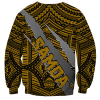 Polynesian Samoa Sweatshirt with Coat Of Arms Claws Style - Gold LT6 - Wonder Print Shop