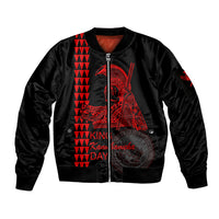 Custom Hawaii Sleeve Zip Bomber Jacket King Kamehameha Day - Red LT6 - Wonder Print Shop