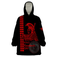 Custom Hawaii Wearable Blanket Hoodie King Kamehameha Day - Red LT6 - Wonder Print Shop