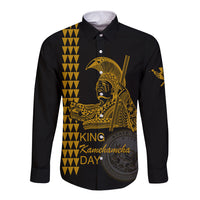 Custom Hawaii Long Sleeve Button Shirt King Kamehameha Day - Gold LT6 - Wonder Print Shop