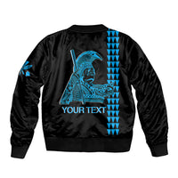 Custom Hawaii Sleeve Zip Bomber Jacket King Kamehameha Day - Blue LT6 - Wonder Print Shop