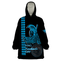 Custom Hawaii Wearable Blanket Hoodie King Kamehameha Day - Blue LT6 - Wonder Print Shop