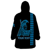 Custom Hawaii Wearable Blanket Hoodie King Kamehameha Day - Blue LT6 - Wonder Print Shop