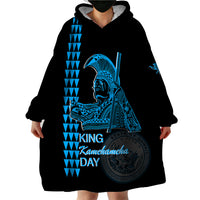 Custom Hawaii Wearable Blanket Hoodie King Kamehameha Day - Blue LT6 - Wonder Print Shop