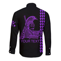 Custom Hawaii Long Sleeve Button Shirt King Kamehameha Day - Purple LT6 - Wonder Print Shop