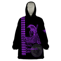 Custom Hawaii Wearable Blanket Hoodie King Kamehameha Day - Purple LT6 - Wonder Print Shop