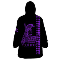 Custom Hawaii Wearable Blanket Hoodie King Kamehameha Day - Purple LT6 - Wonder Print Shop