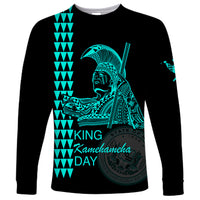 Custom Hawaii Long Sleeve Shirt King Kamehameha Day - Green LT6 - Wonder Print Shop