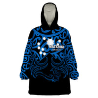 Matariki New Zealand Wearable Blanket Hoodie Maori New Year Blue LT6 - Wonder Print Shop