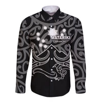 Matariki New Zealand Long Sleeve Button Shirt Maori New Year White LT6 - Wonder Print Shop