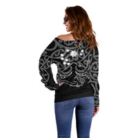 Matariki New Zealand Off Shoulder Sweater Maori New Year White LT6 - Wonder Print Shop