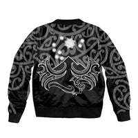 Matariki New Zealand Sleeve Zip Bomber Jacket Maori New Year White LT6 - Wonder Print Shop