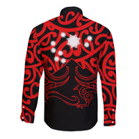 Matariki New Zealand Long Sleeve Button Shirt Maori New Year Red LT6 - Wonder Print Shop