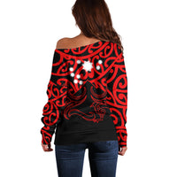 Matariki New Zealand Off Shoulder Sweater Maori New Year Red LT6 - Wonder Print Shop