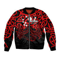Matariki New Zealand Sleeve Zip Bomber Jacket Maori New Year Red LT6 - Wonder Print Shop