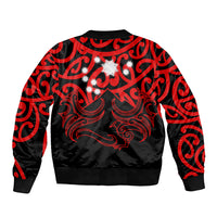 Matariki New Zealand Sleeve Zip Bomber Jacket Maori New Year Red LT6 - Wonder Print Shop