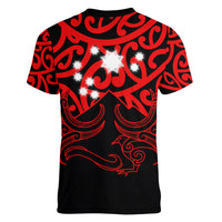 Matariki New Zealand Women V Neck T Shirt Maori New Year Red LT6 - Wonder Print Shop