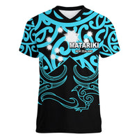Matariki New Zealand Women V Neck T Shirt Maori New Year Light Blue LT6 - Wonder Print Shop