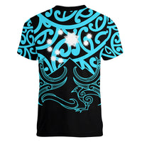 Matariki New Zealand Women V Neck T Shirt Maori New Year Light Blue LT6 - Wonder Print Shop