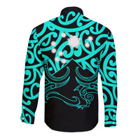 Matariki New Zealand Long Sleeve Button Shirt Maori New Year Turquoise LT6 - Wonder Print Shop