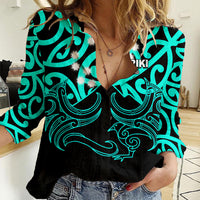 Matariki New Zealand Women Casual Shirt Maori New Year Turquoise LT6 - Wonder Print Shop