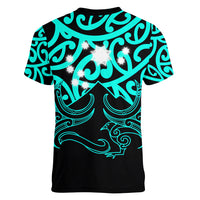 Matariki New Zealand Women V Neck T Shirt Maori New Year Turquoise LT6 - Wonder Print Shop
