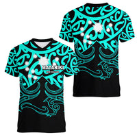 Matariki New Zealand Women V Neck T Shirt Maori New Year Turquoise LT6 - Wonder Print Shop