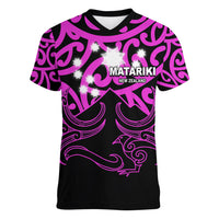 Matariki New Zealand Women V Neck T Shirt Maori New Year Purple LT6 - Wonder Print Shop