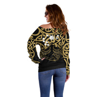 Matariki New Zealand Off Shoulder Sweater Maori New Year Gold LT6 - Wonder Print Shop