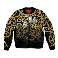 Matariki New Zealand Sleeve Zip Bomber Jacket Maori New Year Gold LT6 - Wonder Print Shop