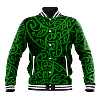 New Zealand Baseball Jacket Maori Pattern Green LT6 - Wonder Print Shop