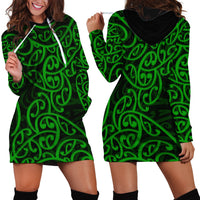 New Zealand Hoodie Dress Maori Pattern Green LT6 - Wonder Print Shop
