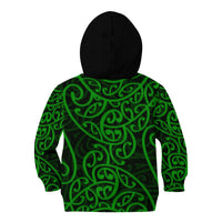 New Zealand Kid Hoodie Maori Pattern Green LT6 - Wonder Print Shop