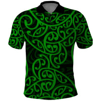 New Zealand Polo Shirt Maori Pattern Green LT6 - Wonder Print Shop