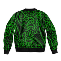 New Zealand Sleeve Zip Bomber Jacket Maori Pattern Green LT6 - Wonder Print Shop