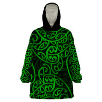 New Zealand Wearable Blanket Hoodie Maori Pattern Green LT6 - Wonder Print Shop