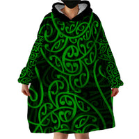 New Zealand Wearable Blanket Hoodie Maori Pattern Green LT6 - Wonder Print Shop
