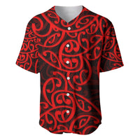 New Zealand Baseball Jersey Maori Pattern Red LT6 - Wonder Print Shop