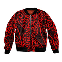 New Zealand Bomber Jacket Maori Pattern Red LT6 - Wonder Print Shop