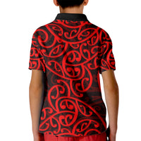New Zealand Kid Polo Shirt Maori Pattern Red LT6 - Wonder Print Shop