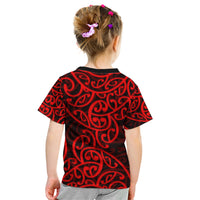 New Zealand Kid T Shirt Maori Pattern Red LT6 - Wonder Print Shop