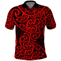 New Zealand Polo Shirt Maori Pattern Red LT6 - Wonder Print Shop