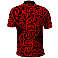 New Zealand Polo Shirt Maori Pattern Red LT6 - Wonder Print Shop