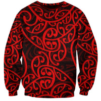New Zealand Sweatshirt Maori Pattern Red LT6 - Wonder Print Shop