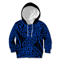New Zealand Kid Hoodie Maori Pattern Blue LT6 - Wonder Print Shop